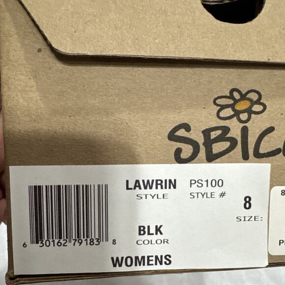 Sbicca Lawrin Huarache Slide Sandal Women Size 8 Black Leather Upper Shoes